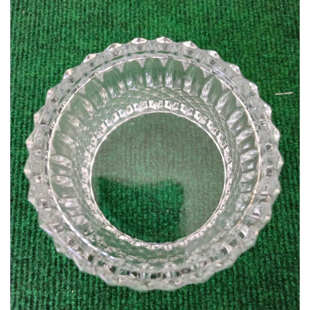 Crystal Glass Round Candy Dish Trinket Holder Vintage‎ Art Deco
